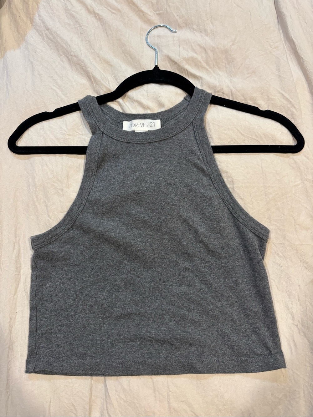 Forever 21 Dark Gray Cropped Tank - High Neck